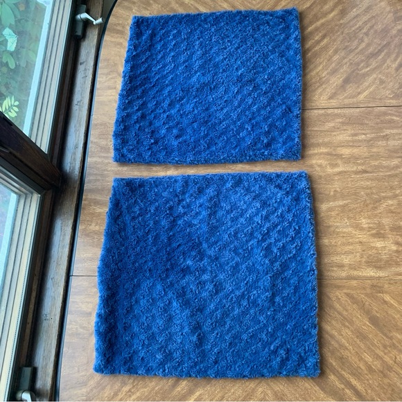 Lananas Blue Shag Faux Fur Pillow Cover Shams 19 x 20” Boho Home or Room Decor - Picture 4 of 11